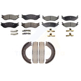 Front Rear Semi-Metallic Brake Pads Parking Shoes Kit For Dodge Durango Ram 1500