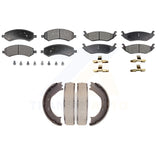 Front Rear Semi-Metallic Brake Pads Parking Shoes Kit For Dodge Ram 1500 Durango
