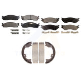 Front Rear Semi-Metallic Brake Pads And Parking Shoe Kit For Dodge Ram 1500 2500
