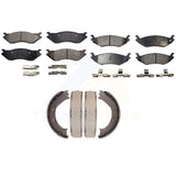 Front Rear Semi-Metallic Brake Pads And Parking Shoes Kit For Dodge Ram 1500