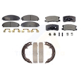 Front Rear Semi-Metallic Brake Pads And Parking Shoe Kit For Dodge Caliber SRT-4