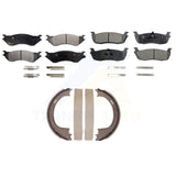Front Rear Semi-Metallic Brake Pads & Parking Shoe Kit For Ford F-150 Expedition