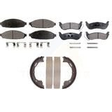 Front Rear Semi-Metallic Brake Pads Parking Shoe Kit For Ford Crown Victoria Car