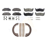 Front Rear Semi-Metallic Brake Pads And Parking Shoe Kit For Ford F-150 Heritage