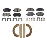 Front Rear Semi-Metallic Brake Pads Parking Shoes Kit For Kia Sorento Hyundai Fe