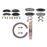 Front Rear Semi-Metallic Brake Pads Parking Shoe Kit For Chevrolet Silverado GMC