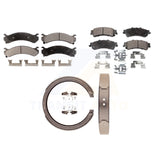 Front Rear Semi-Metallic Brake Pads & Parking Shoes Kit For Cadillac DeVille DTS