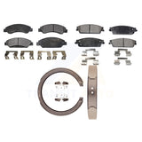 Front Rear Semi-Metallic Brake Pads Parking Shoes Kit For Chevrolet Tahoe GMC XL
