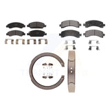 Front Rear Semi-Metallic Brake Pads Parking Shoes Kit For Chevrolet Express 1500