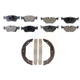 Front Rear Semi-Metallic Brake Pads And Parking Shoe Kit For 2001-2005 BMW 325xi