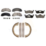Front Rear Semi-Metallic Brake Pads Parking Shoe Kit For Ford Expedition Lincoln