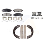 Front Rear Semi-Metallic Brake Pads & Parking Shoe Kit For Honda Pilot Acura MDX