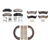 Front Rear Semi-Metallic Brake Pads & Parking Shoes Kit For Ford Ranger Explorer