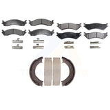 Front Rear Semi-Metallic Brake Pads & Parking Shoes Kit For Ford E-250 Econoline