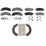 Front Rear Semi-Metallic Brake Pads & Parking Shoe Kit For Ford F-250 Super Duty