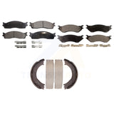 Front Rear Semi-Metallic Brake Pads And Parking Shoe Kit For Dodge Ram 2500 3500