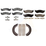 Front Rear Semi-Metallic Brake Pads And Parking Shoe Kit For Dodge Ram 2500 3500