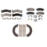 Front Rear Semi-Metallic Brake Pads Parking Shoe Kit For Chevrolet Silverado GMC