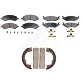 Front Rear Semi-Metallic Brake Pads Parking Shoes Kit For Ram 1500 Dodge Classic