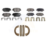 Front Rear Semi-Metallic Brake Pads And Parking Shoes Kit For Hyundai Sonata Kia