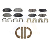 Front Rear Semi-Metallic Brake Pads And Parking Shoes Kit For Kia Optima