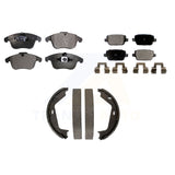 Front Rear Semi-Metallic Brake Pads Parking Shoe Kit For 2007-2009 Volvo S80 FWD