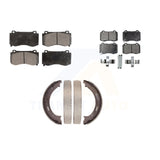 Front Rear Semi-Metallic Brake Pads And Parking Shoe Kit For Jeep Grand Cherokee