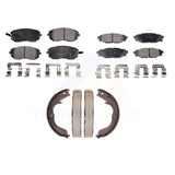 Front Rear Semi-Metallic Brake Pads Parking Shoe Kit For Subaru Outback Forester