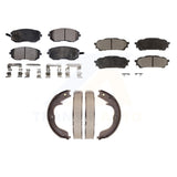 Front Rear Semi-Metallic Brake Pads & Parking Shoes Kit For 2008 Subaru Forester