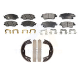 Front Rear Semi-Metallic Brake Pads & Parking Shoes Kit For Hyundai Genesis 3.8L