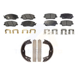Front Rear Semi-Metallic Brake Pads & Parking Shoes Kit For Hyundai Genesis 3.8L