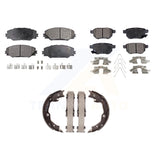 Front Rear Semi-Metallic Brake Pads & Parking Shoe Kit For Toyota Matrix Pontiac