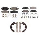 Front Rear Semi-Metallic Brake Pads & Parking Shoe Kit For 2011-2013 Nissan LEAF