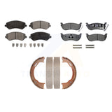 Front Rear Semi-Metallic Brake Pads Parking Shoes Kit For 2003-2007 Jeep Liberty