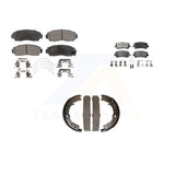 Front Rear Semi-Metallic Brake Pads Parking Shoe Kit For 2011-2017 Honda Odyssey