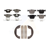 Front Rear Semi-Metallic Brake Pads And Parking Shoe Kit For BMW 750Li 650i 535i