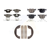 Front Rear Semi-Metallic Brake Pads Parking Shoe Kit For BMW 530i 528i 525i 535i