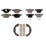 Front Rear Semi-Metallic Brake Pads & Parking Shoe Kit For BMW 750Li xDrive 750i