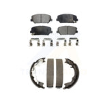 Front Rear Semi-Metallic Brake Pads Parking Shoes Kit For Kia Forte Koup SX