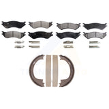 Front Rear Semi-Metallic Brake Pads And Parking Shoe Kit For Ford F-150 Heritage