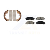 Front Rear Semi-Metallic Brake Pads & Drum Shoes Kit For Dakota Dodge Mitsubishi