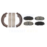 Front Rear Semi-Metallic Brake Pads & Drum Shoes Kit For Toyota Corolla Scion xD