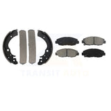 Front Rear Semi-Metallic Brake Pads And Drum Shoes Kit For Honda Accord