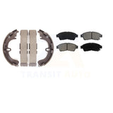 Front Rear Semi-Metallic Brake Pads & Drum Shoe Kit For Toyota Corolla Geo Prizm