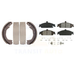 Front Rear Semi-Metallic Brake Pads Drum Shoe Kit For Chevrolet Pontiac Grand Am