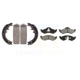 Front Rear Semi-Metallic Brake Pads And Drum Shoes Kit For Dodge Dakota