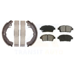 Front Rear Semi-Metallic Brake Pads And Drum Shoes Kit For 2001-2005 Toyota Echo