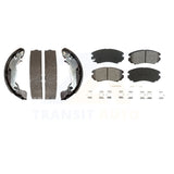 Front Rear Semi-Metallic Brake Pads And Drum Shoes Kit For Hyundai Elantra