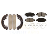 Front Rear Semi-Metallic Brake Pads And Drum Shoes Kit For Honda Civic Fit