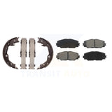 Front Rear Semi-Metallic Brake Pads Parking Shoe Kit For Toyota RAV4 Matrix